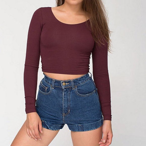American Apparel Long Sleeve Crop Top - Picture 1 of 2